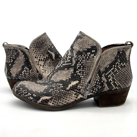 Lucky Brand Bartalino Booties Gray Snakeprint Embossed Leather Boots Size 9.5 - Picture 11 of 16